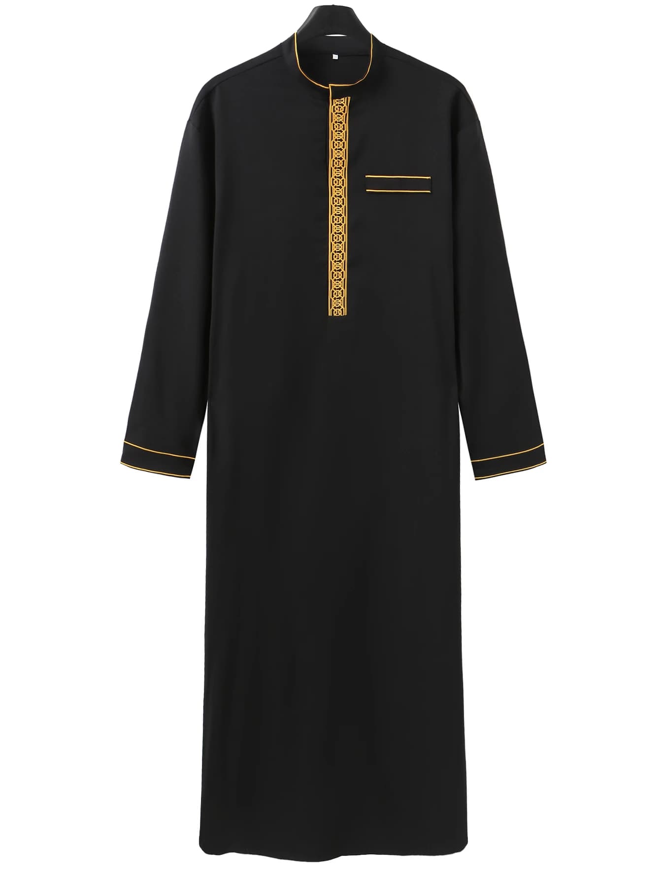 Islamic muslim Arabic men's robe long sleeve embroidered stand collar arabian thobe for men - Image 3
