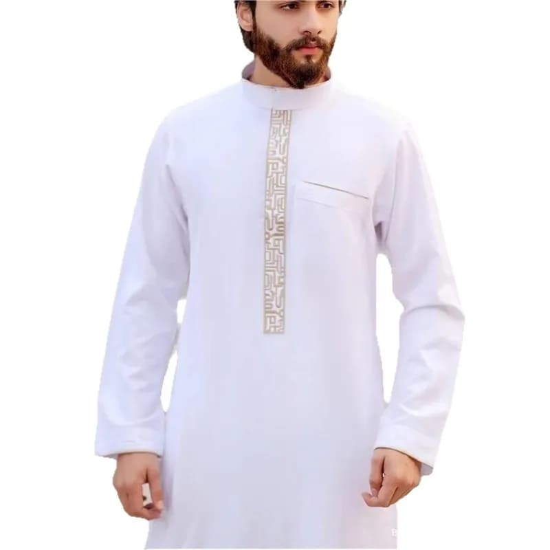 Muslim Abaya Men Arab Islamic Loose Shirt Robe Ethnic Style Casual Jubba Thobe Dubai Hooded Caftan - Image 6