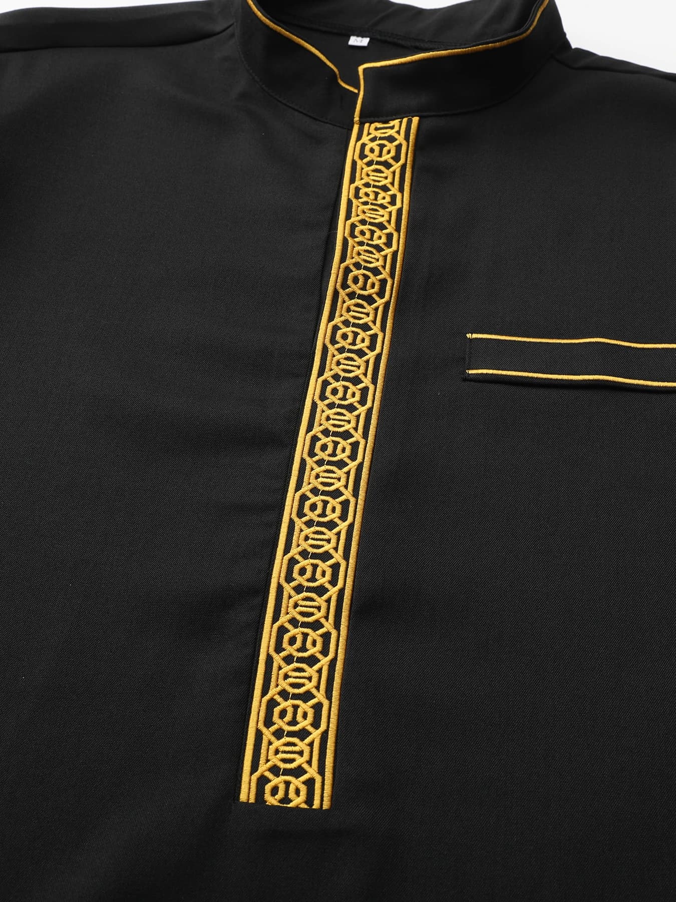 Islamic muslim Arabic men's robe long sleeve embroidered stand collar arabian thobe for men - Image 4