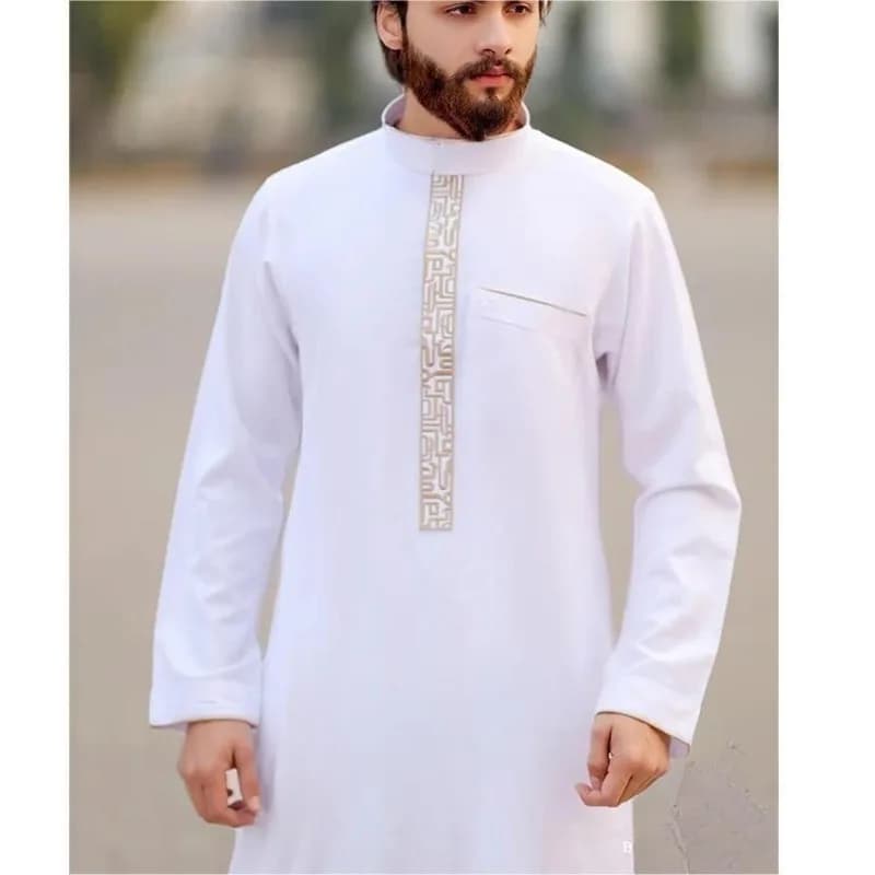 Muslim Abaya Men Arab Islamic Loose Shirt Robe Ethnic Style Casual Jubba Thobe Dubai Hooded Caftan - Image 4